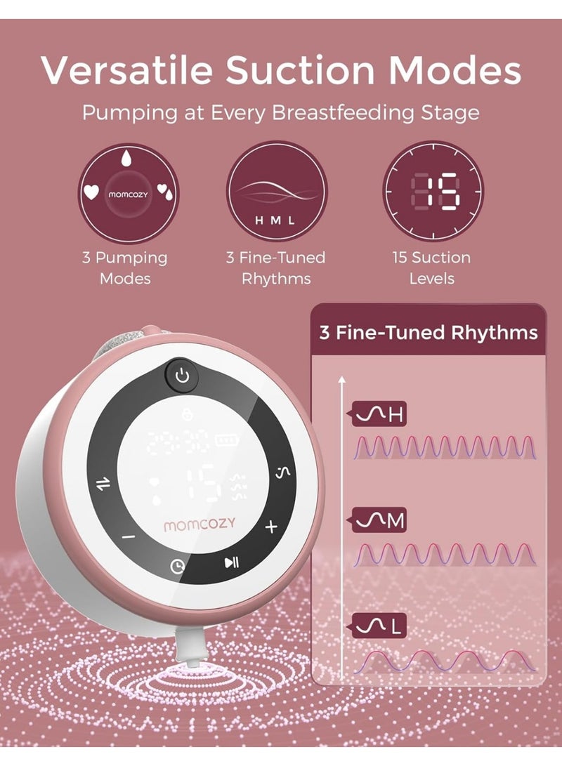 Momcozy V1 Pro Breast Pump Electric - Strong Suction, Portable Double Breast Pump Hands Free with 3 Finely Adjusted Suction Modes & 15 Levels, Electric Breast Pump with Leakproof DoubleFit Flange - Image 5